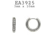 Small White CZ Huggie Stainless Steel Hoop Cubic Zirconia Earrings Unisex, 3mm x 10mm