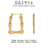 Bamboo Style Rectangle Shaped Stainless Steel Design Hoop Hinged Closure Earrings