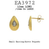 Pear Shaped Gold Plated, Silver Tear Drop White CZ Earrings in Stainless Steel, 12mm (1/2"in)