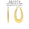 High Polished Gold Elongated Oval Stainless Steel Hoop Hinged Closure Earrings, 50mm