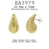 Textured Top Quality Gold Plated, Silver Chunky Tear Drop Earrings in Stainless Steel, 26.5mm