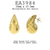 Square Patterned Top Quality Gold Plated, Silver Chunky Tear Drop Earrings in Stainless Steel, 32mm