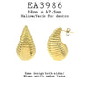 Patterned Gold Plated, Silver Chunky Tear Drop Earrings in Stainless Steel, 32mm