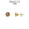 Round Gold Plated Stainless Steel CZ Studs Earrings, 7mm