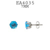 Round Stainless Steel CZ Studs Earrings, 7mm