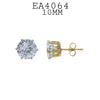 Round Gold Plated Stainless Steel CZ Studs Earrings, 10mm
