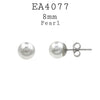 8mm Round Faux Pearl Stainless Steel Stud Earrings