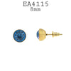 Round Gold Plated Stainless Steel CZ Studs Earrings, 8mm