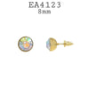 Round Gold Plated Stainless Steel CZ Studs Earrings, 8mm