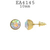 Round Gold Plated Stainless Steel CZ Studs Earrings, 10mm