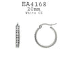 Silver 20mm Stainless Steel Hoops Eternity CZ Earrings