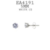 Round Stainless Steel CZ Studs Earrings, 5mm