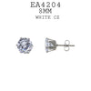 Round Stainless Steel CZ Studs Earrings, 8mm