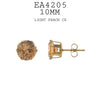 Round Gold Plated Stainless Steel CZ Studs Earrings, 10mm