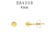 4mm Gold Plated Round Ball Stainless Steel Stud Earrings