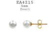 Round Round Faux Pearl Stud Earrings in Stainless Steel, 6mm, 8mm