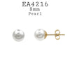 Round Round Faux Pearl Stud Earrings in Stainless Steel, 6mm, 8mm