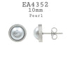 Button Pearl Stud Stainless Steel Earrings, 6MM, 8MM, 10MM