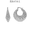 Large Chunky Stainless Steel Hollow Hoops Grid Design Geometric Earrings, 35mm