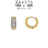 Small Baguette Gold CZ Hoops Huggie Stainless Steel Earrings, 9mm
