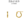 Small Plain Stainless Steel Hoop Earrings Unisex, 10mm