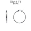 Classic Plain Round Stainless Steel Hoop Earrings, 30mm