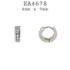 Small Huggie Stainless Steel Hoop Cubic Zirconia Earrings, 4mm x 9mm