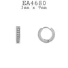 Small Huggie Stainless Steel Hoop Cubic Zirconia Earrings Unisex, 9mm