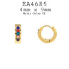 Multicolor CZ Gold Silver Stainless Steel Small Huggie Hoops Earrings, 9mm