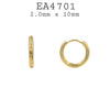 Gold Silver Stainless Steel Hoops Earrings, 2mm x  10mm