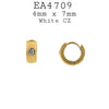 Small CZ Round Hoop Huggie Stainless Steel Earrings, 7mm