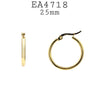 Classic Huggies Stainless Steel Hoop Cubic Zirconia Earrings, 1" in (25mm)