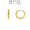 Plain Stainless Steel Hoop Earrings Unisex, 12mm