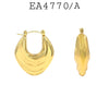 Elongated Textured Stainless Steel Design Hoop Hinged Closure Earrings