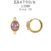 Small Oval Cut Bezel Set CZ  Hoop Huggie Earrings in Gold Plated Stainless Steel, 12 mm