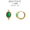 Small Oval Cut Bezel Set CZ  Hoop Huggie Earrings in Gold Plated Stainless Steel, 12 mm