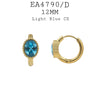Small Oval Cut Bezel Set CZ  Hoop Huggie Earrings in Gold Plated Stainless Steel, 12 mm