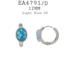 Small Oval Cut Bezel Set CZ  Hoop Huggie Earrings in Stainless Steel, 12 mm