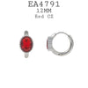 Small Oval Cut Bezel Set CZ  Hoop Huggie Earrings in Stainless Steel, 12 mm