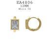 Small Baguette Cut Bezel Set CZ Hoop Huggie Earrings in Stainless Steel, 12 mm