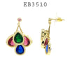 Cubic Zirconia Multicolor Pear Cut Drop Dangle Earrings in Brass