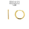 12mm CZ Gold Silver Hoop Earrings in Brass
