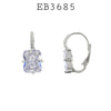 Big White Emerald CZ Hoop Earrings in Brass, Fish Hook