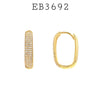 Oval Shaped Gold/ Silver Hoop CZ Earrings in Brass