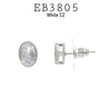 Oval Cut Bezel Set Rhodium Plated CZ Studs Earrings in Brass
