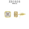 Princess Cut Bezel Set Gold Plated CZ Studs Earrings in Brass
