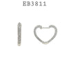 Heart Shaped CZ Heart Hoop Earrings in Brass