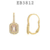 Square Shaped CZ Dangle Hoop Earrings in Brass