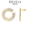 Big Circle CZ Fashion Statement C Shaped Brass Earrings
