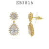 Cubic Zirconia Pear Drop Dangle Earrings in Brass